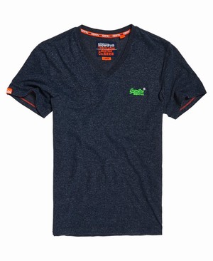 Superdry Orange Label Vintage Embroidery Vee Neck Férfi Pólók Kék | DKHRQ2143